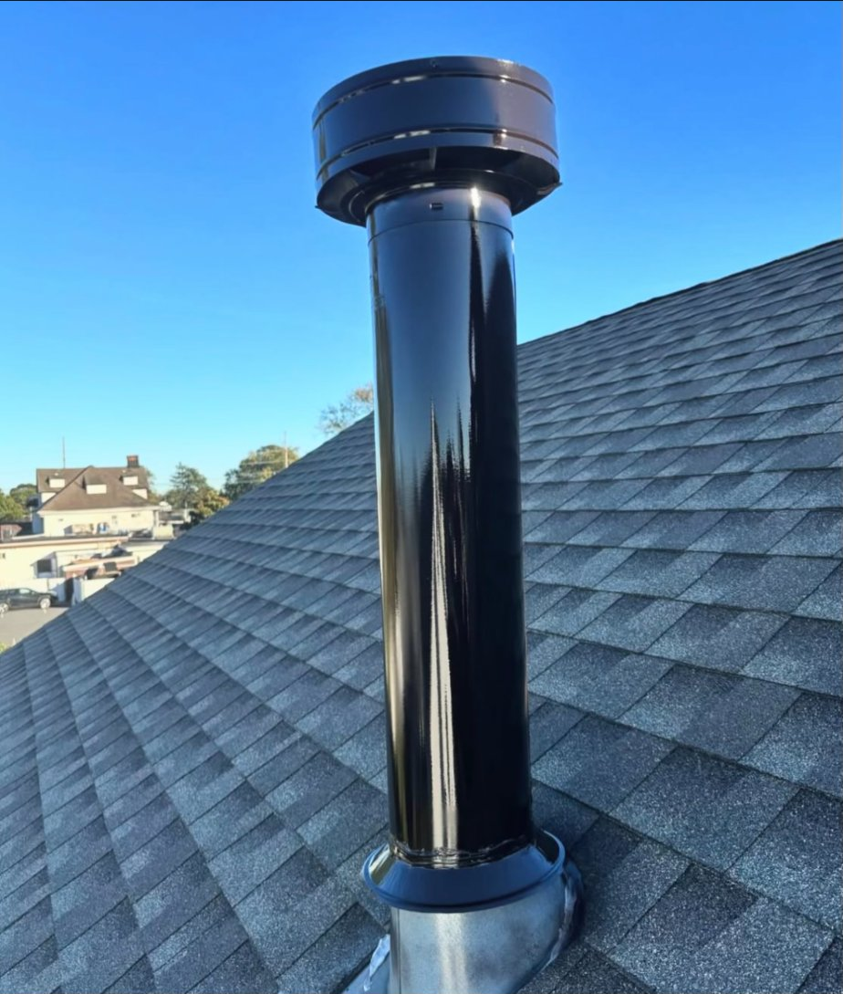 Restored flue pipe after Rust-Oleum coating